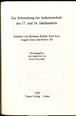 Zur Erforschung der Industrieschule des 17. und 18. Jahrhunderts
