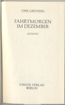 Fahrtmorgen im Dezember : Gedichte
