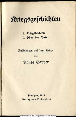 Kriegsgeschichten : Erzählung aus dem Kriege
