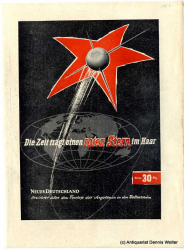 Die Zeit trägt einen roten Stern im Haar : Neues Deutschland berichtet über d. Vorstoß d. Sowjetunion in d. Weltenraum