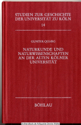 Naturkunde und Naturwissenschaften an der alten Kölner Universität