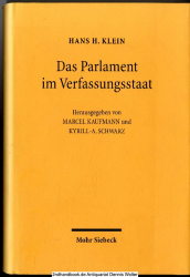 Das Parlament im Verfassungsstaat : ausgewählte Beiträge