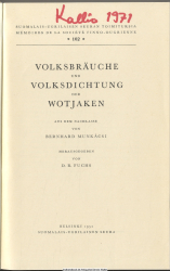 Volksbräuche und Volksdichtung der Wotjaken