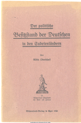 Der politische Besitzstand der Deutschen in den Sudetenländern