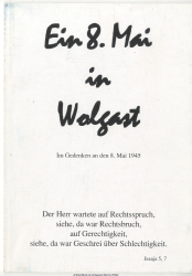 Ein 8. Mai in Wolgast : In Gedenken an den 8. Mai 1945